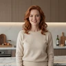 Rachel, a 40-year-old woman in a designer kitchen
