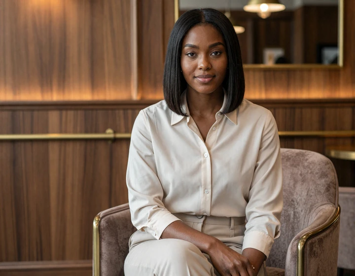 Stylish young woman in an upscale Atlanta lounge in Buckhead