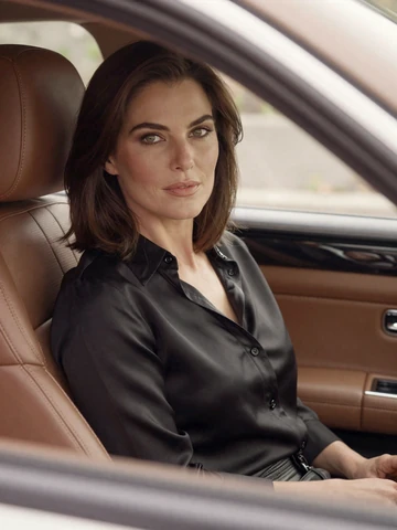 Diana, 48, a confident brunette woman in a luxury car